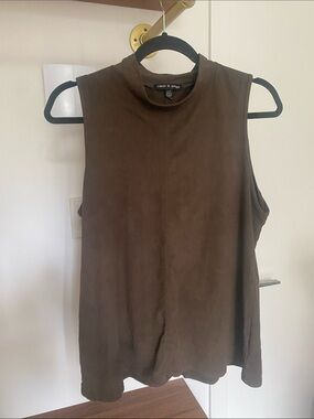 Cable & Gauge Kaki Sleeveless Mock Neck Tank - size L